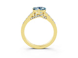 Yellow gold Heart Cut Diamond Solitaire Ring with Pavé Band and Prong Setting_3