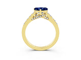 Yellow gold Heart Cut Diamond Solitaire Ring with Pavé Band and Prong Setting_3