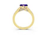 Yellow gold Heart Cut Diamond Solitaire Ring with Pavé Band and Prong Setting_3