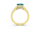 Yellow gold Heart Cut Diamond Solitaire Ring with Pavé Band and Prong Setting_3