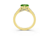Yellow gold Heart Cut Diamond Solitaire Ring with Pavé Band and Prong Setting_3