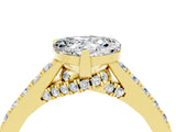 Yellow gold Heart Cut Diamond Solitaire Ring with Pavé Band and Prong Setting_4