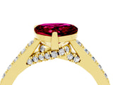 Yellow gold Heart Cut Diamond Solitaire Ring with Pavé Band and Prong Setting_4