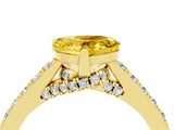 Yellow gold Heart Cut Diamond Solitaire Ring with Pavé Band and Prong Setting_4
