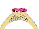 Yellow gold Heart Cut Diamond Solitaire Ring with Pavé Band and Prong Setting_4