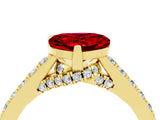 Yellow gold Heart Cut Diamond Solitaire Ring with Pavé Band and Prong Setting_4