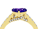 Yellow gold Heart Cut Diamond Solitaire Ring with Pavé Band and Prong Setting_4