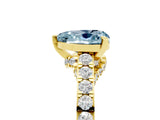 Yellow gold Heart Cut Diamond Solitaire Ring with Pavé Band and Prong Setting_5