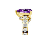 Yellow gold Heart Cut Diamond Solitaire Ring with Pavé Band and Prong Setting_5