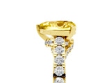 Yellow gold Heart Cut Diamond Solitaire Ring with Pavé Band and Prong Setting_5