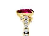 Yellow gold Heart Cut Diamond Solitaire Ring with Pavé Band and Prong Setting_5