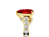 Yellow gold Heart Cut Diamond Solitaire Ring with Pavé Band and Prong Setting_5