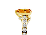 Yellow gold Heart Cut Diamond Solitaire Ring with Pavé Band and Prong Setting_5