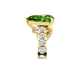 Yellow gold Heart Cut Diamond Solitaire Ring with Pavé Band and Prong Setting_5