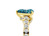 Yellow gold Heart Cut Diamond Solitaire Ring with Pavé Band and Prong Setting_5