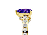 Yellow gold Heart Cut Diamond Solitaire Ring with Pavé Band and Prong Setting_5