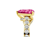 Yellow gold Heart Cut Diamond Solitaire Ring with Pavé Band and Prong Setting_5