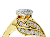 Yellow gold Heart Cut Diamond Solitaire Ring with Prong Setting and Twisted Pavé Band_7