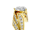 Yellow gold Heart Cut Diamond Solitaire Ring with Prong Setting and Twisted Pavé Band_8