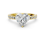 Yellow gold Heart Cut Diamond Solitaire Ring with Round  Pavé Band and Four-Prong Setting_37