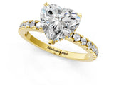 Yellow gold Heart Cut Diamond Solitaire Ring with Round  Pavé Band and Four-Prong Setting_38