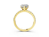Yellow gold Heart Cut Diamond Solitaire Ring with Round  Pavé Band and Four-Prong Setting_40
