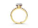Yellow gold Heart Cut Diamond Solitaire Ring with Round with Amethyst side stone Pavé Band and Four-Prong Setting_39