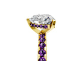 Yellow gold Heart Cut Diamond Solitaire Ring with Round with Amethyst side stone Pavé Band and Four-Prong Setting_41