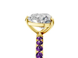 Yellow gold Heart Cut Diamond Solitaire Ring with Round with Amethyst side stone Pavé Band and Prong Setting_17