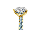 Yellow gold Heart Cut Diamond Solitaire Ring with Round with Aquamarine side stone Pavé Band and Four-Prong Setting_41