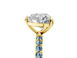 Yellow gold Heart Cut Diamond Solitaire Ring with Round with Aquamarine side stone Pavé Band and Prong Setting_29