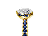 Yellow gold Heart Cut Diamond Solitaire Ring with Round with Blue Sapphire side stone Pavé Band and Four-Prong Setting_41