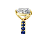 Yellow gold Heart Cut Diamond Solitaire Ring with Round with Blue Sapphire side stone Pavé Band and Prong Setting_17