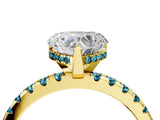 Yellow gold Heart Cut Diamond Solitaire Ring with Round with Blue Topaz side stone Pavé Band and Four-Prong Setting_40