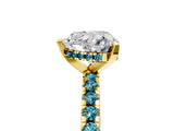 Yellow gold Heart Cut Diamond Solitaire Ring with Round with Blue Topaz side stone Pavé Band and Four-Prong Setting_41