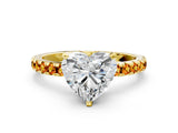 Yellow gold Heart Cut Diamond Solitaire Ring with Round with Citrine side stone Pavé Band and Four-Prong Setting_36