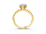 Yellow gold Heart Cut Diamond Solitaire Ring with Round with Citrine side stone Pavé Band and Four-Prong Setting_39