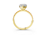 Yellow gold Heart Cut Diamond Solitaire Ring with Round with Citrine side stone Pavé Band and Prong Setting_15
