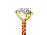 Yellow gold Heart Cut Diamond Solitaire Ring with Round with Citrine side stone Pavé Band and Prong Setting_17
