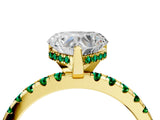 Yellow gold Heart Cut Diamond Solitaire Ring with Round with Emerald side stone Pavé Band and Four-Prong Setting_40