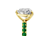 Yellow gold Heart Cut Diamond Solitaire Ring with Round with Emerald side stone Pavé Band and Prong Setting_29
