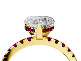 Yellow gold Heart Cut Diamond Solitaire Ring with Round with Garnet side stone Pavé Band and Four-Prong Setting_40