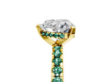 Yellow gold Heart Cut Diamond Solitaire Ring with Round with Green Sapphire side stone Pavé Band and Four-Prong Setting_41