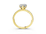 Yellow gold Heart Cut Diamond Solitaire Ring with Round with Moissanite side stone Pavé Band and Four-Prong Setting_39