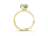 Yellow gold Heart Cut Diamond Solitaire Ring with Round with Moissanite side stone Pavé Band and Prong Setting_15