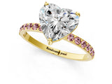 Yellow gold Heart Cut Diamond Solitaire Ring with Round with Morganite side stone Pavé Band and Prong Setting_13
