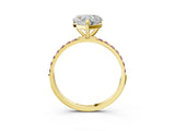 Yellow gold Heart Cut Diamond Solitaire Ring with Round with Morganite side stone Pavé Band and Prong Setting_15