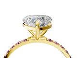 Yellow gold Heart Cut Diamond Solitaire Ring with Round with Morganite side stone Pavé Band and Prong Setting_16