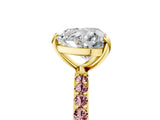 Yellow gold Heart Cut Diamond Solitaire Ring with Round with Morganite side stone Pavé Band and Prong Setting_17
