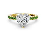 Yellow gold Heart Cut Diamond Solitaire Ring with Round with Peridot side stone Pavé Band and Four-Prong Setting_36